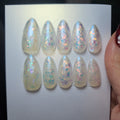 Handmade Opal-Inspired Acrylic Press-On Nails | Medium Almond