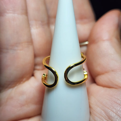 Gold Tone Star & Moon Zircon Adjustable Ring