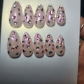 Handmade Chrome Confetti Gem Gel Press-On Nails | Medium Short Almond