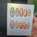 Handmade Summery Strawberry Croquette Press-On Nails | Medium Almond